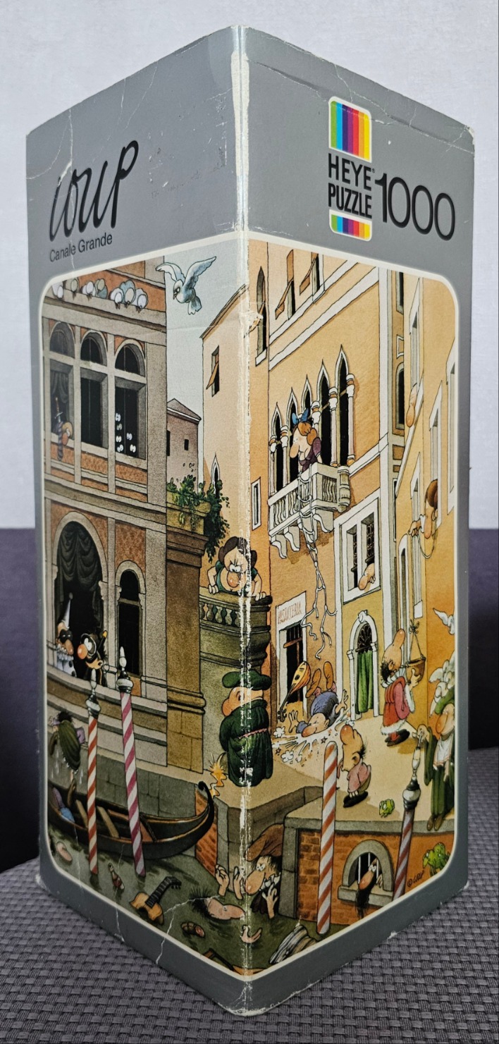 A cartoon illustration of a bustling, humorous scene on the canals of Venice.