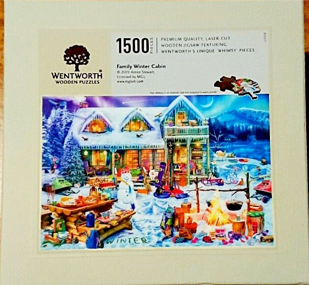 A cozy, vibrant winter scene featuring a snow-covered cabin, a snowman, and a crackling bonfire at night.