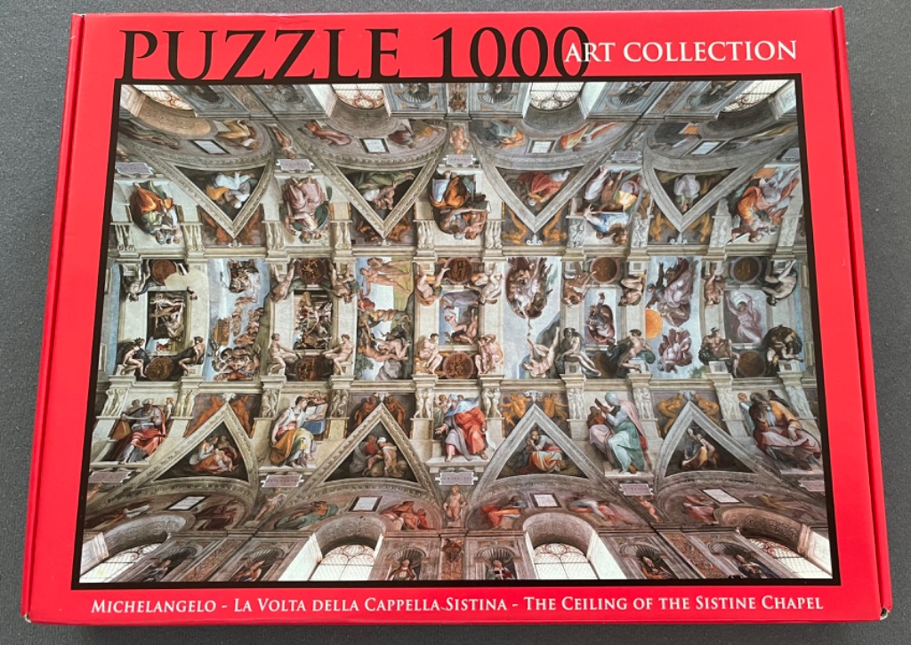 A reproduction of the Sistine Chapel ceiling painting by Michelangelo.