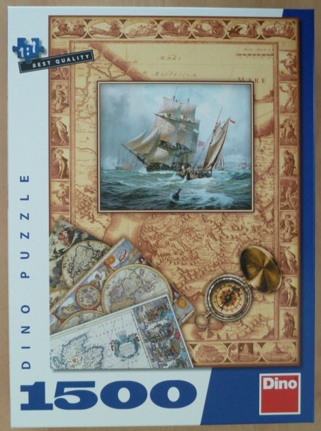 A sailing ship on a rough sea set against a background of vintage maps and a brass compass.