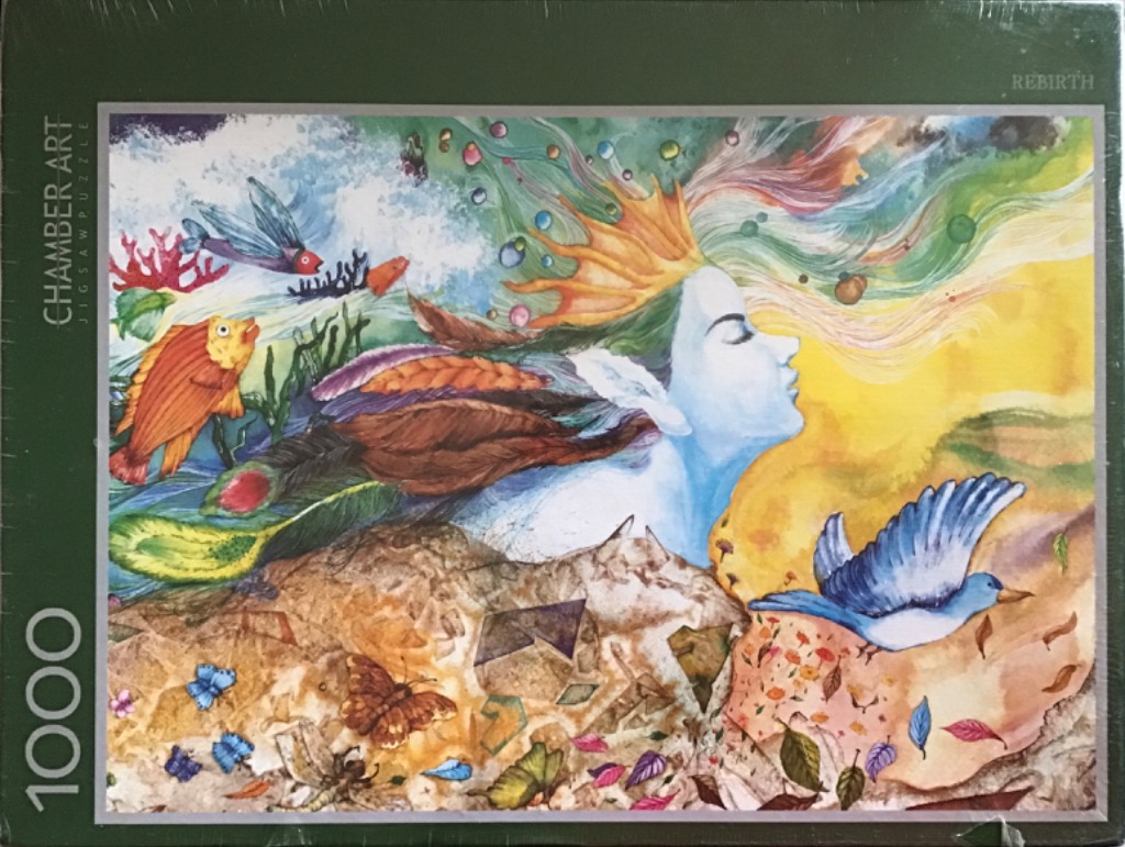Surreal watercolor illustration of a blue-skinned woman with flowing hair morphing into ocean life and terrestrial nature.
