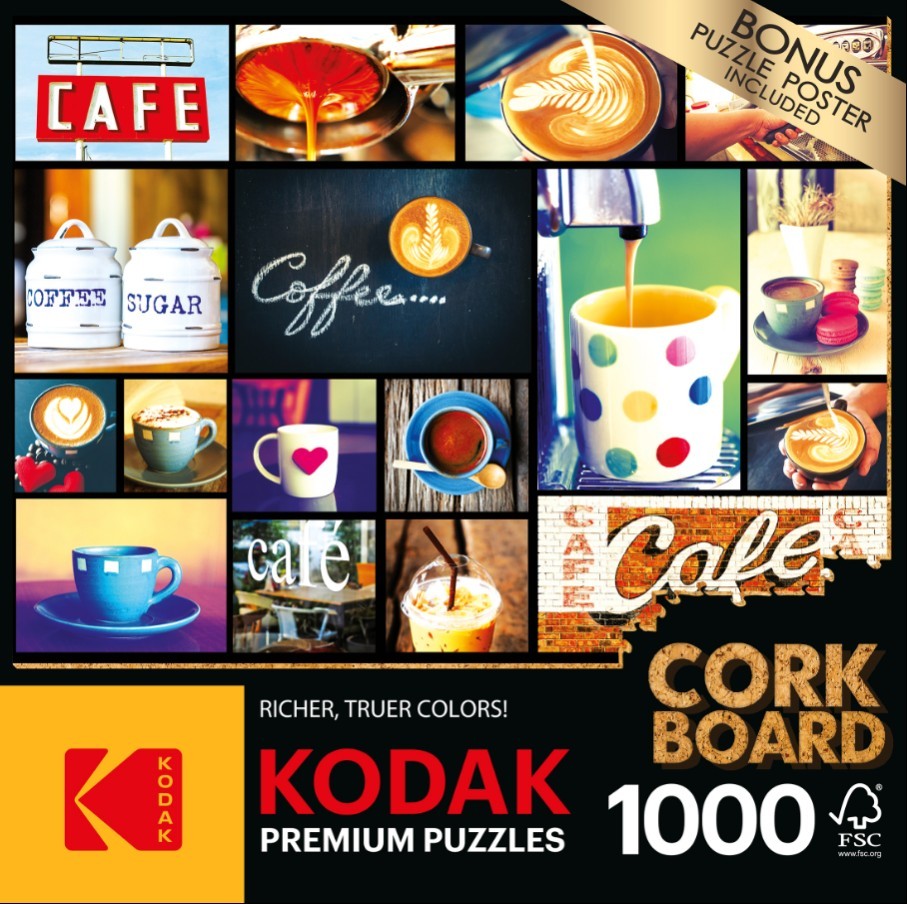 A collage of various cafe and coffee-themed photographs including cups, latte art, and cafe signs.