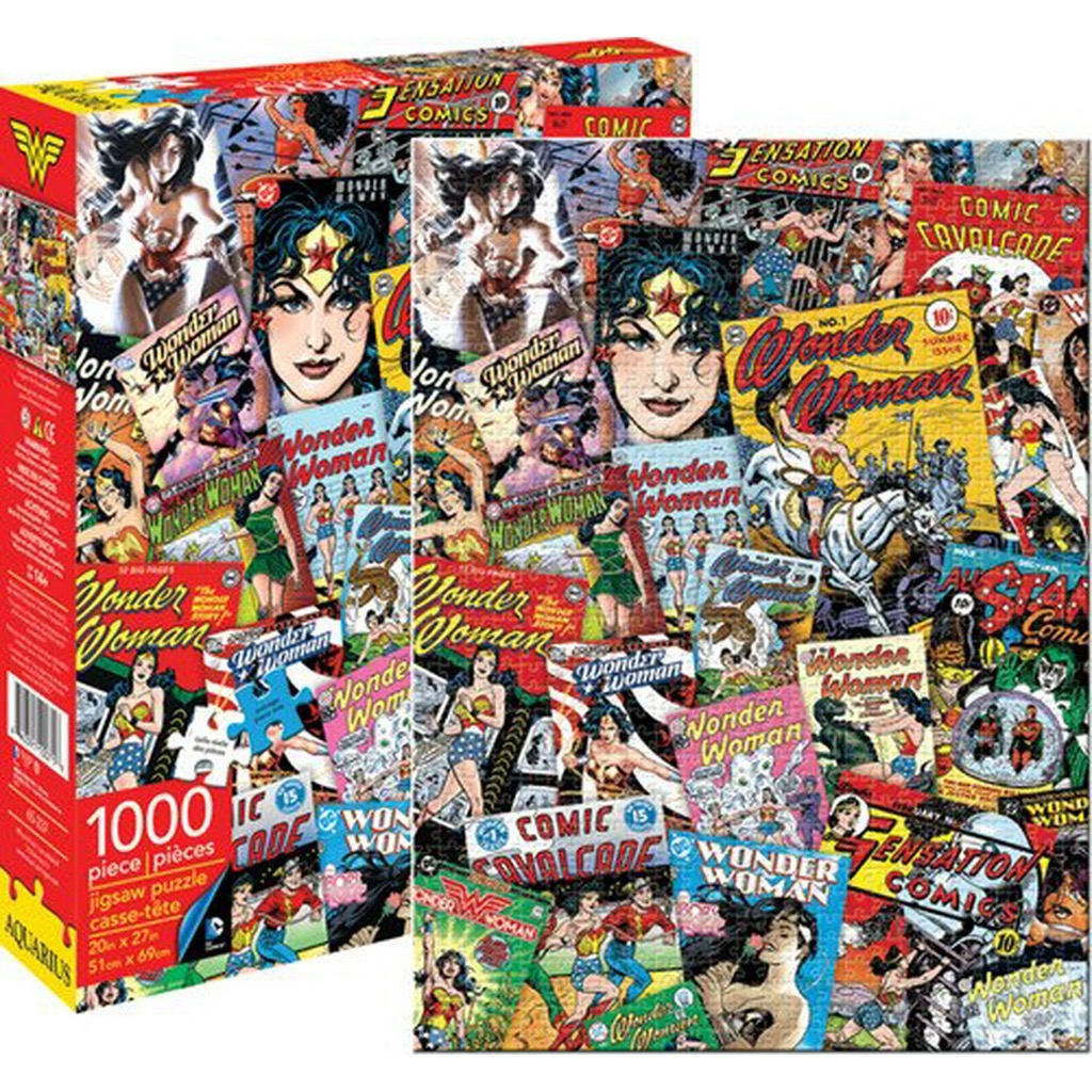 Collage of vintage Wonder Woman comic book covers