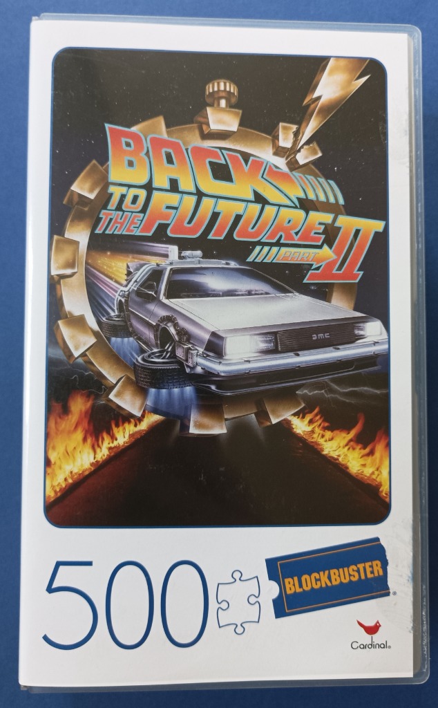 Illustration of the DeLorean time machine from Back to the Future Part II featuring a gold clock gear background.