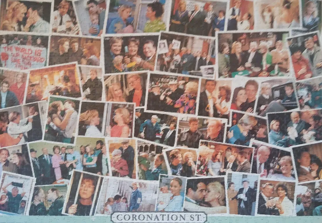 A collage of photographic scenes from the television show Coronation Street.