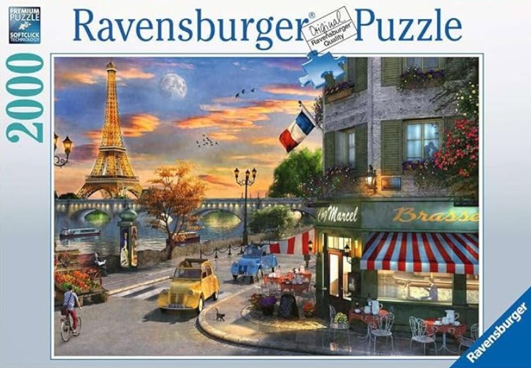 A nostalgic Parisian street scene with the Eiffel Tower in the background at sunset, featuring a charming cafe.