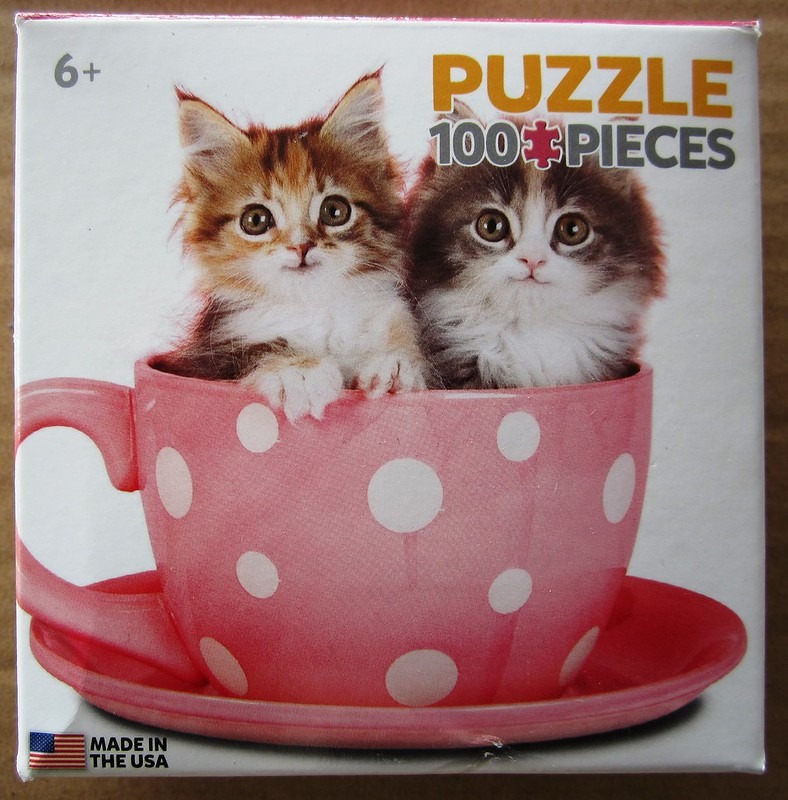 Two fluffy kittens sitting inside a pink polka-dot teacup against a white background.