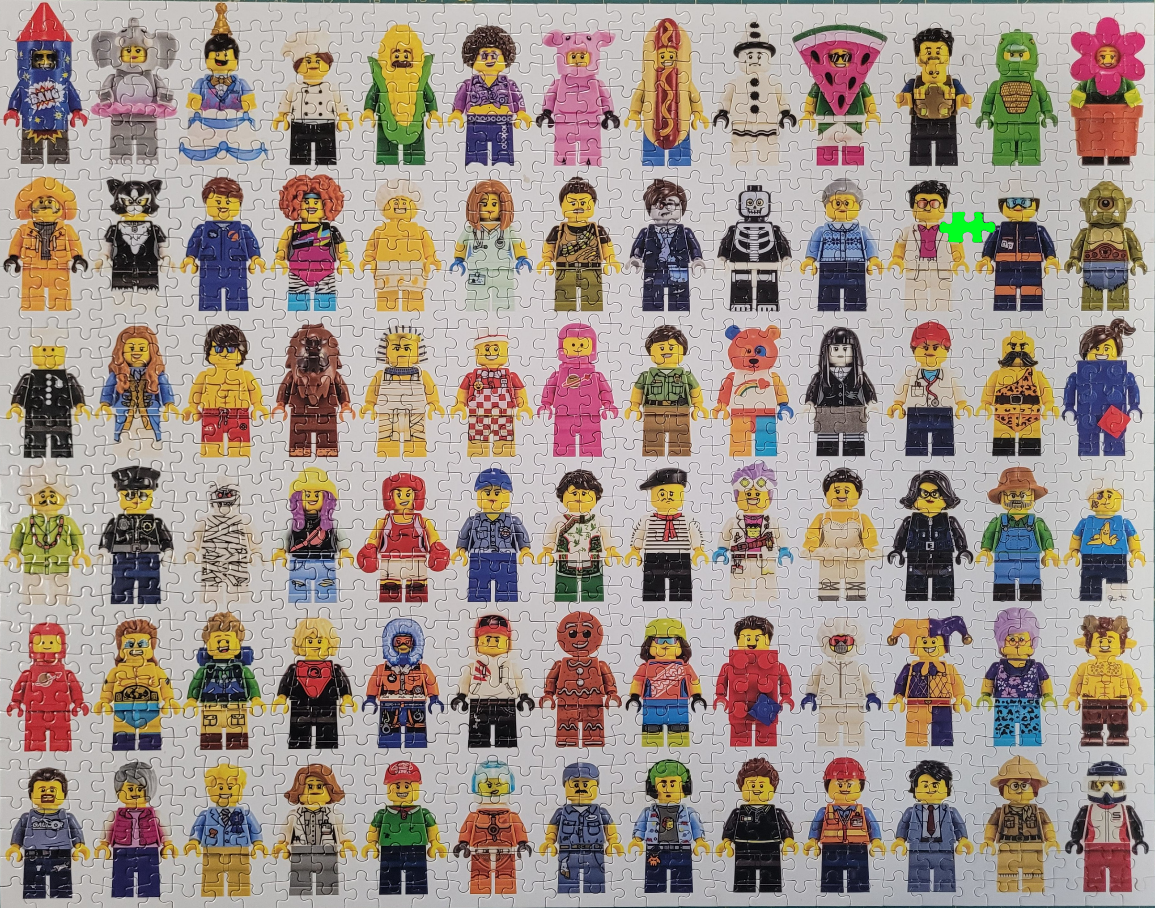 A grid of 78 diverse collectible toy minifigures displayed against a plain white background.