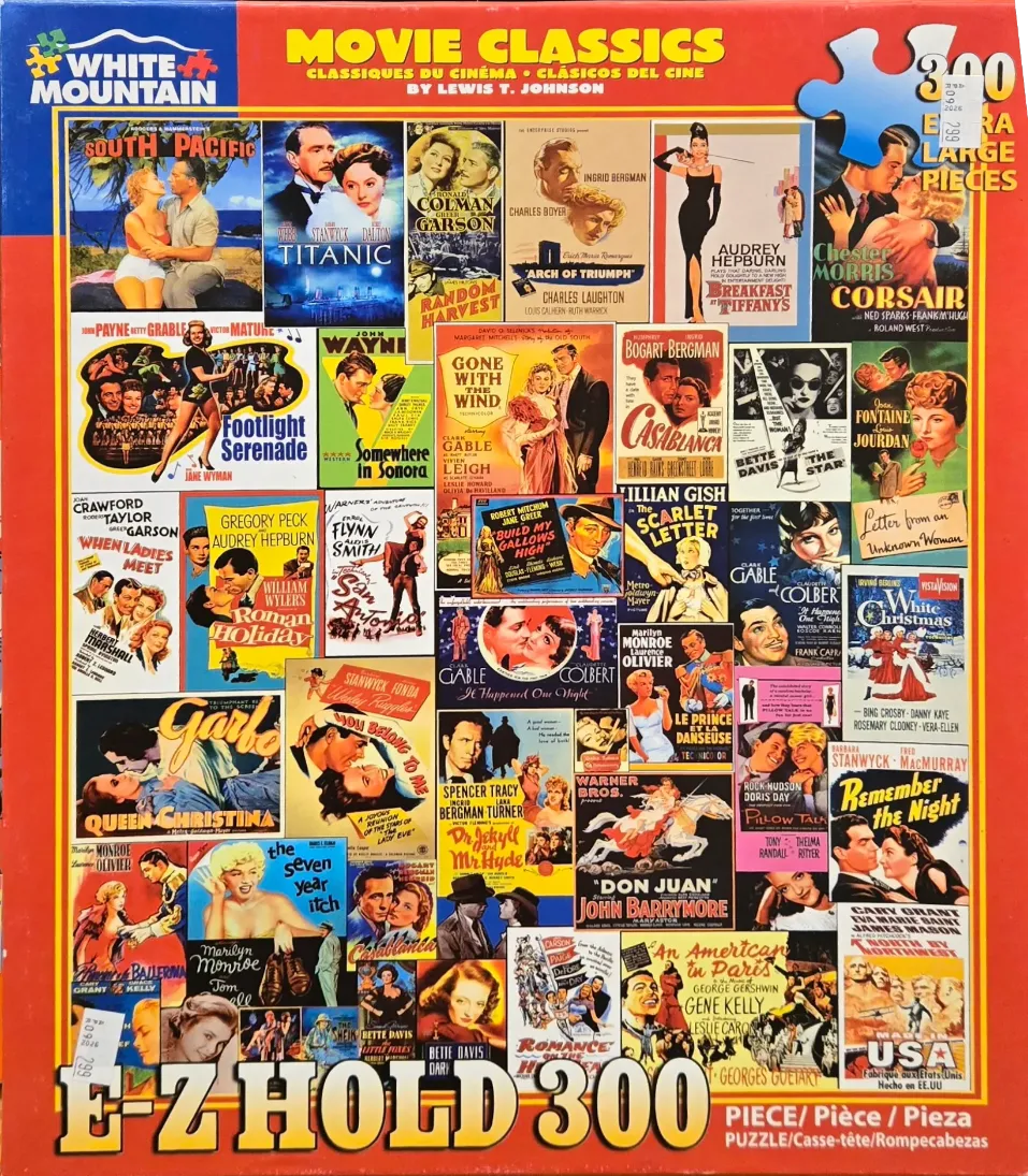 A collage of classic movie posters featuring actors like Audrey Hepburn, Marilyn Monroe, and Clark Gable.