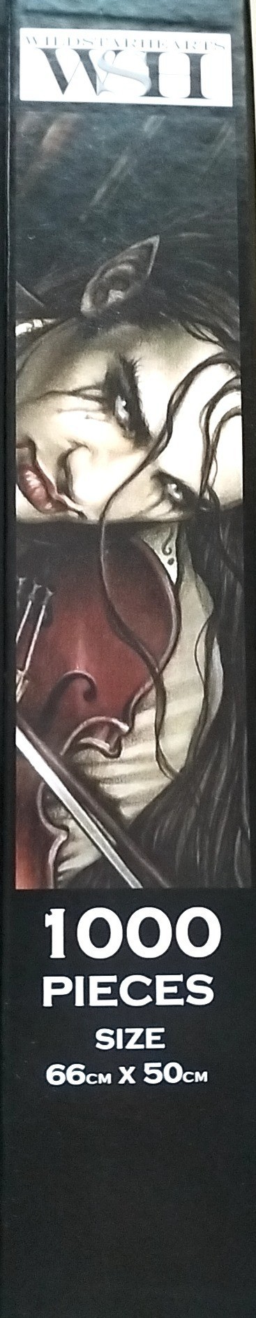 Illustration of an elf-like figure playing a dark violin