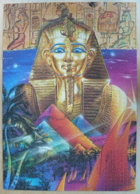 An illustration featuring the golden mask of Tutankhamun above the Great Pyramids and a vibrant Egyptian night scene.