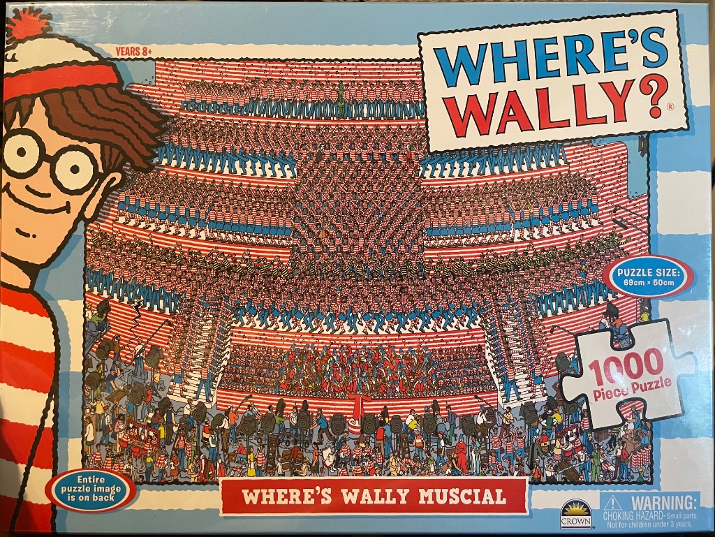 An illustration of a massive crowd of people wearing red and white striped shirts gathered for a musical performance.