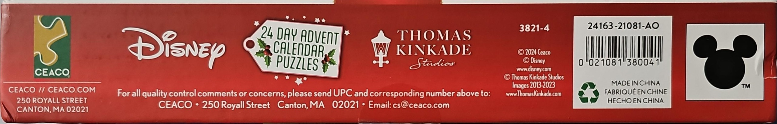 Text and icons on a deep red background detailing a 24-day holiday advent calendar collection.