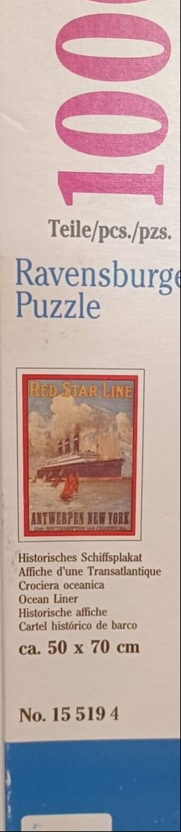 Vintage travel poster illustration of a Red Star Line ocean liner at sea.