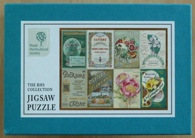 A collage of eight vintage seed catalogue covers featuring botanical illustrations and ornate Victorian typography.