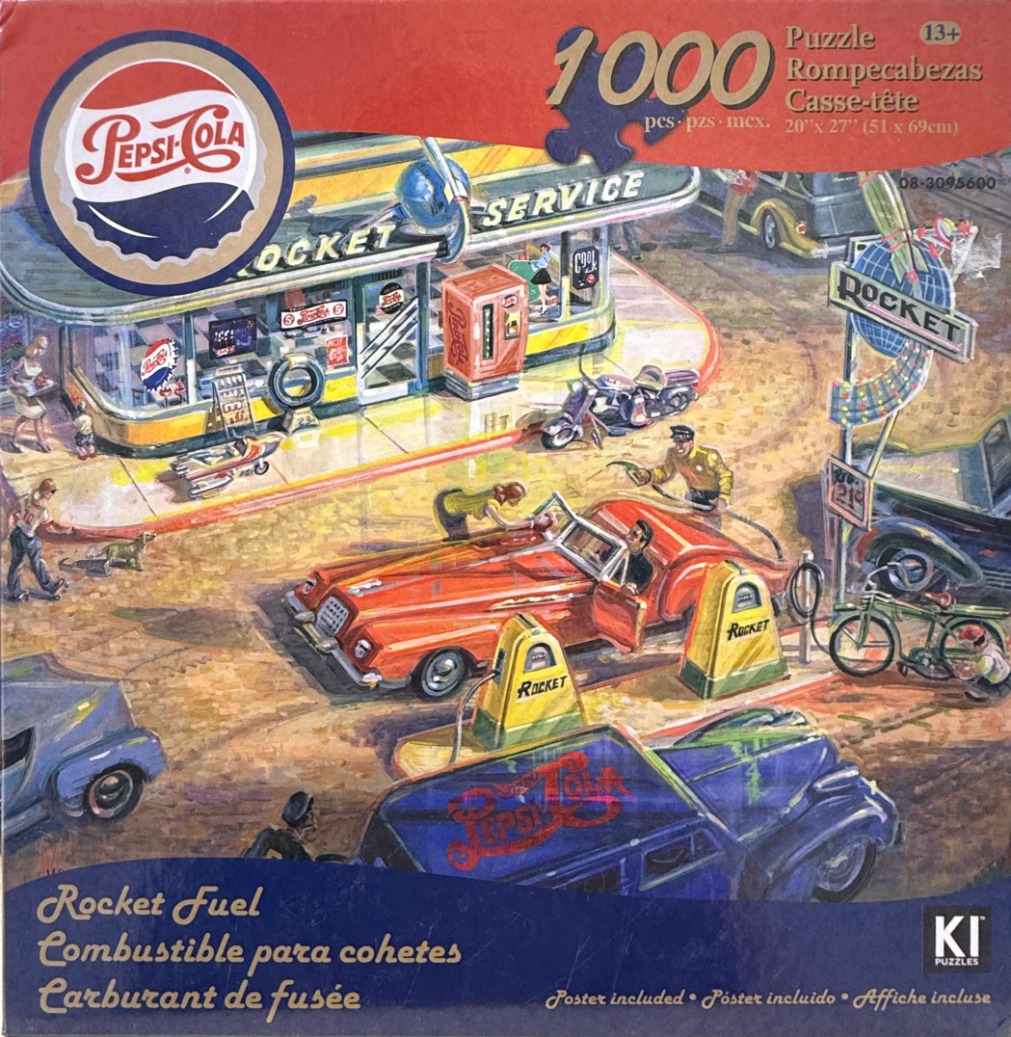 Retro 1950s-style illustration of a bustling 