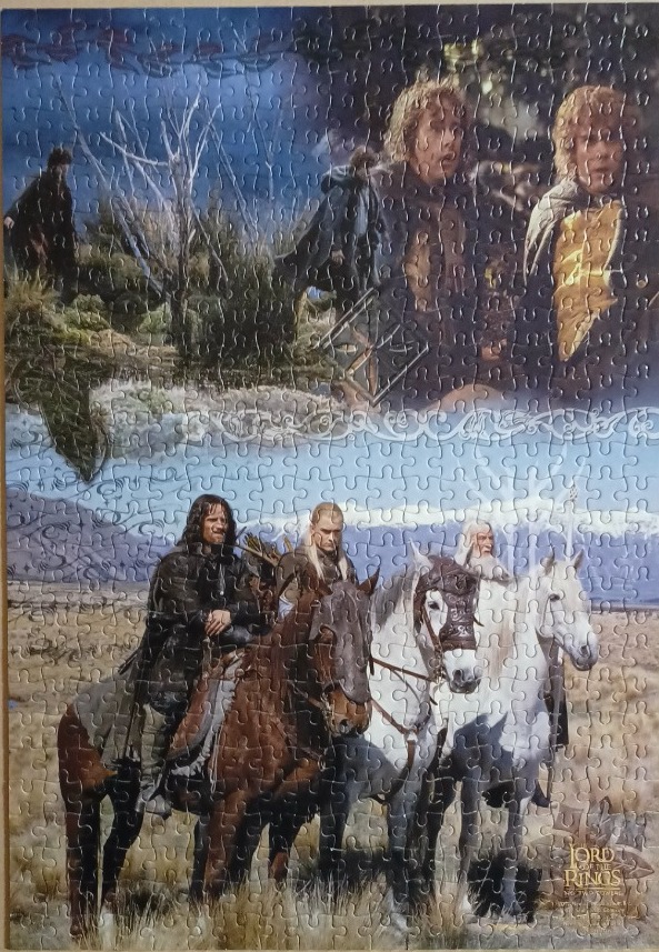 Movie poster montage featuring characters from The Lord of the Rings: The Two Towers on horseback and in a forest.
