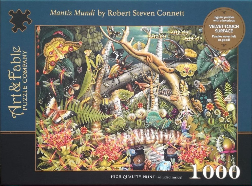 Surreal illustration of a vibrant insect and plant ecosystem