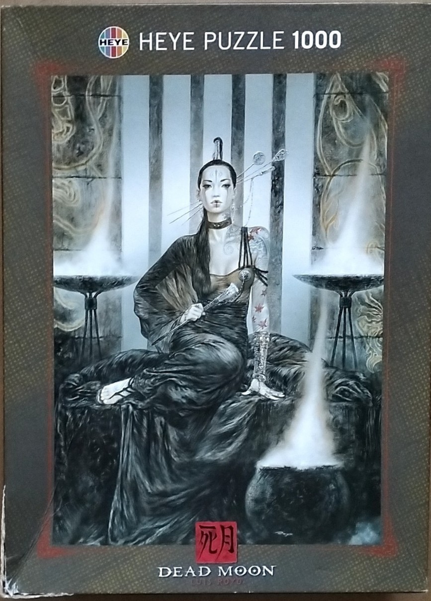 Fantasy illustration of a woman in traditional attire holding a fan, with smoke rising from cauldrons in a dark temple.