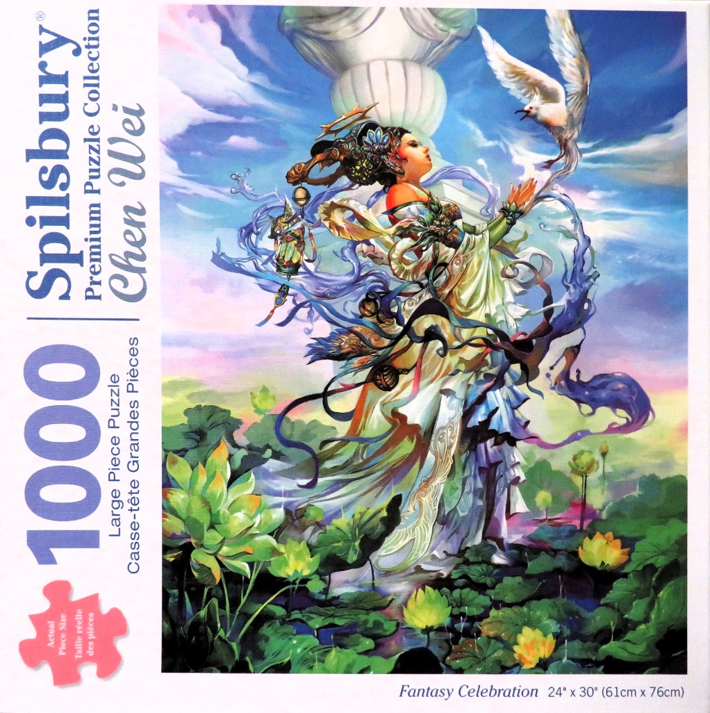 Digital fantasy painting of a graceful woman in flowing robes surrounded by lotus flowers and a white bird