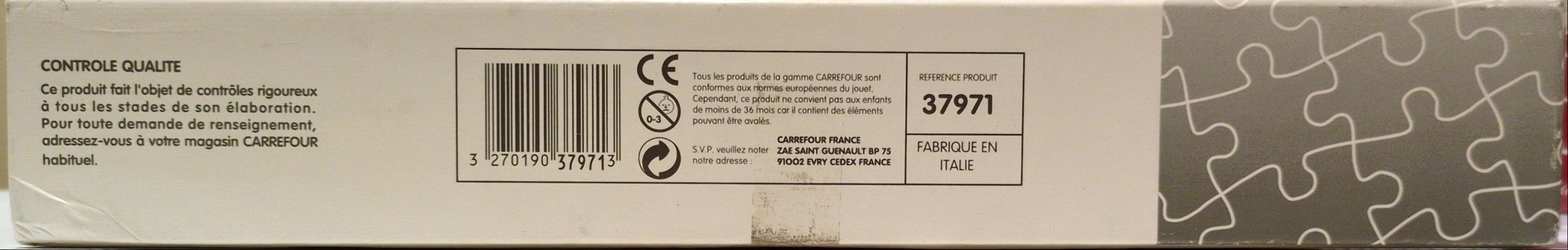 Textual and graphical information on the side of a packaging box.