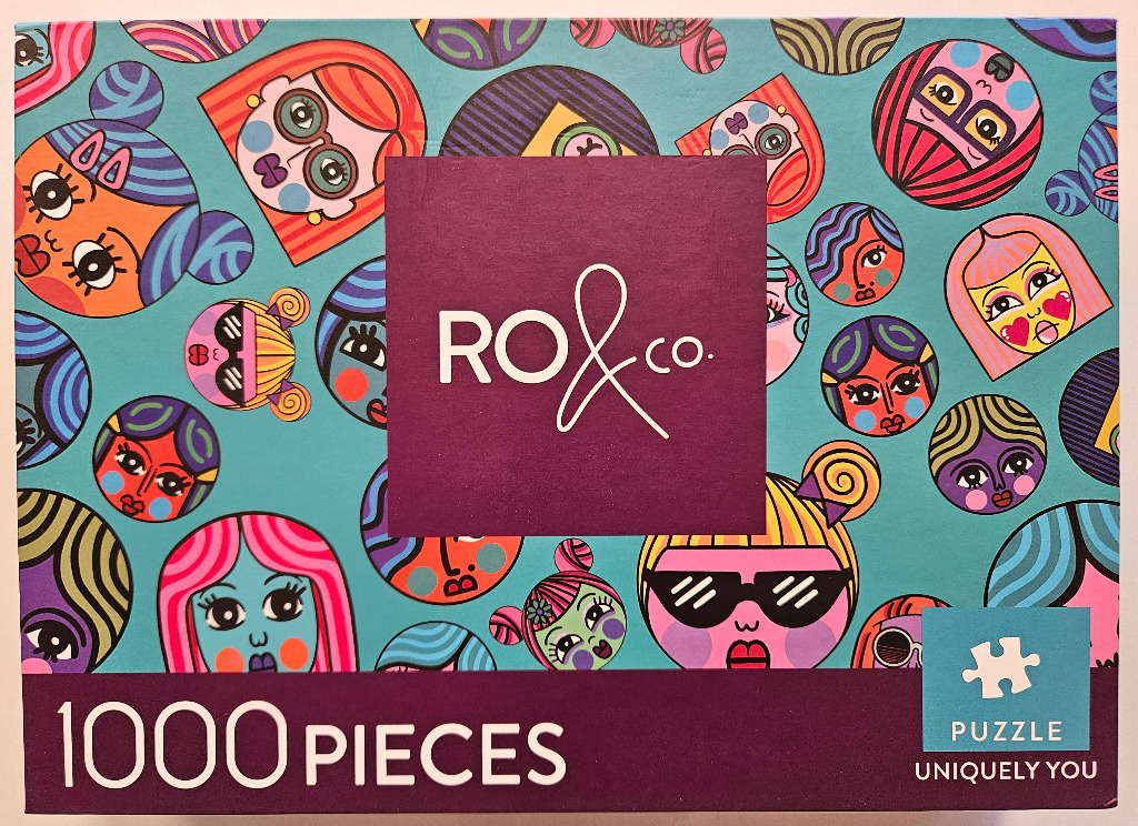 A whimsical illustration pattern featuring many diverse, stylized cartoon faces against a turquoise background.