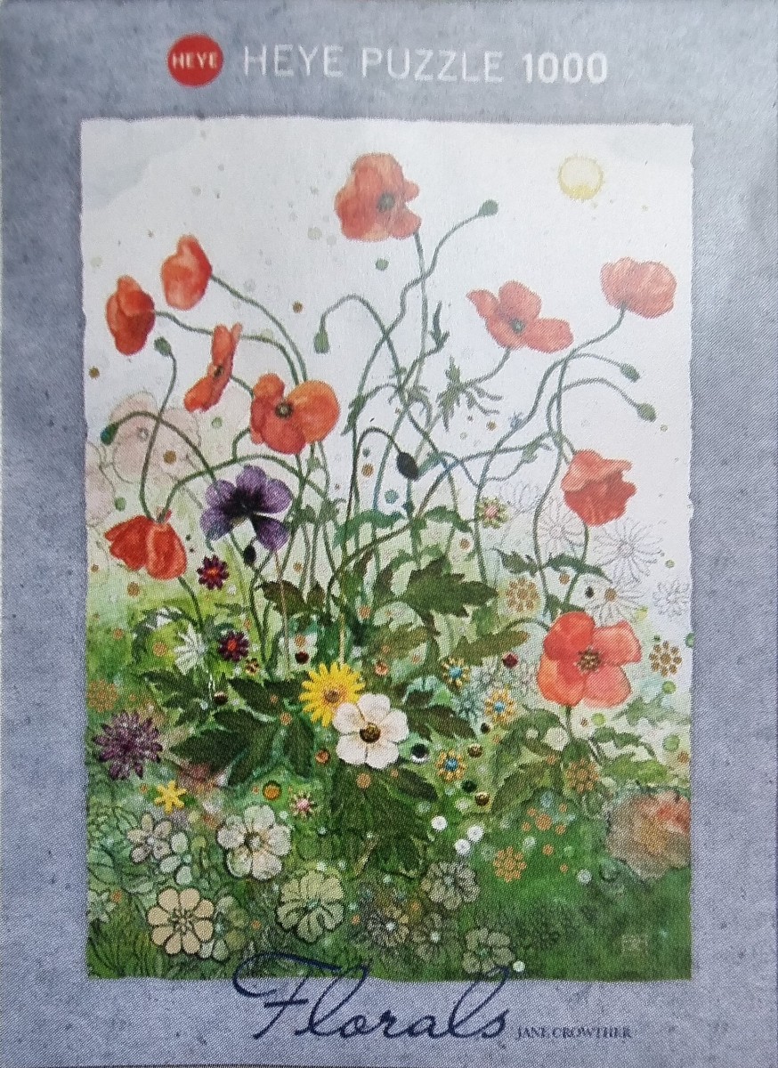 Watercolor painting of a wildflower meadow featuring bright red poppies, small white daisies, and lush green foliage.