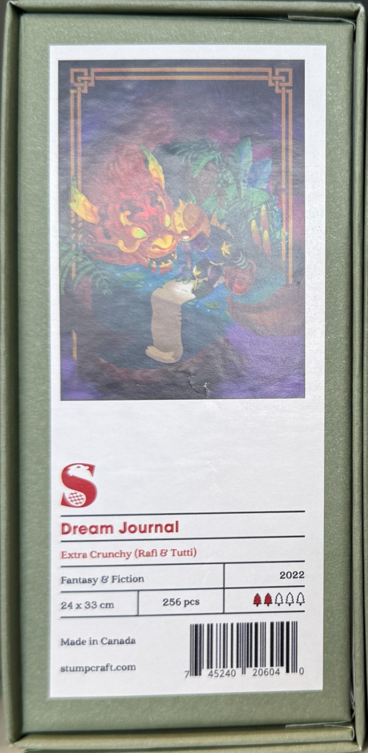 Fantasy illustration of a small, dark creature with glowing yellow eyes writing on a long scroll before a giant dragon head.