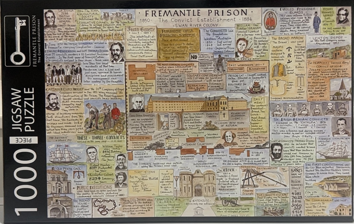 An illustrated historical infographic about the Fremantle Prison.