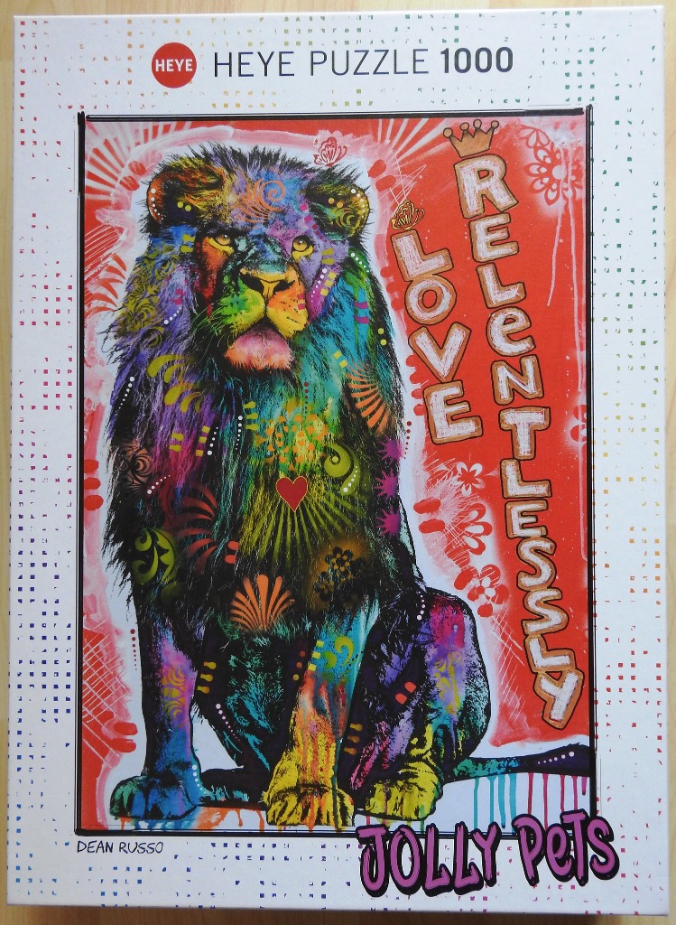 A colorful pop art illustration of a lion with graffiti-style patterns and the text LOVE RELENTLESSLY.