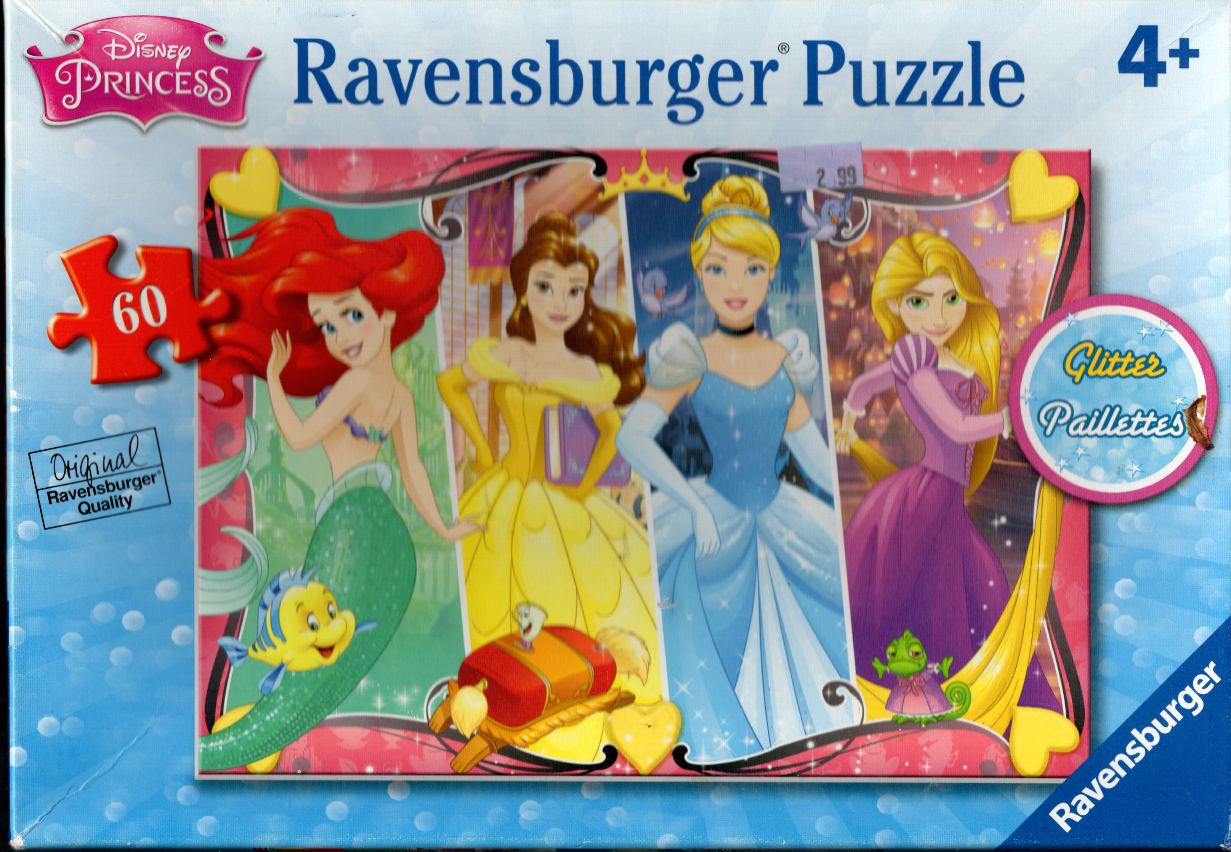 Four Disney Princesses - Ariel, Belle, Cinderella, and Rapunzel - arranged in a vertical panel illustration.