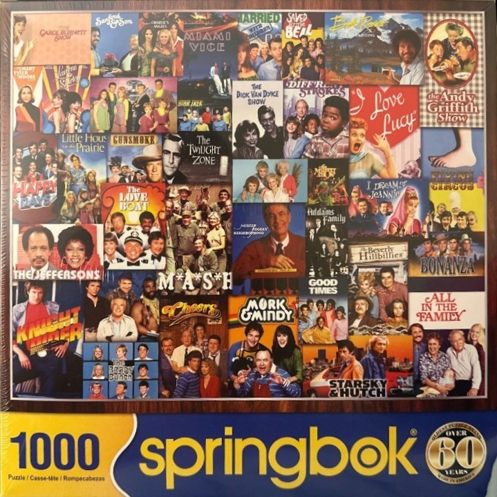 A collage of classic television show images and posters.