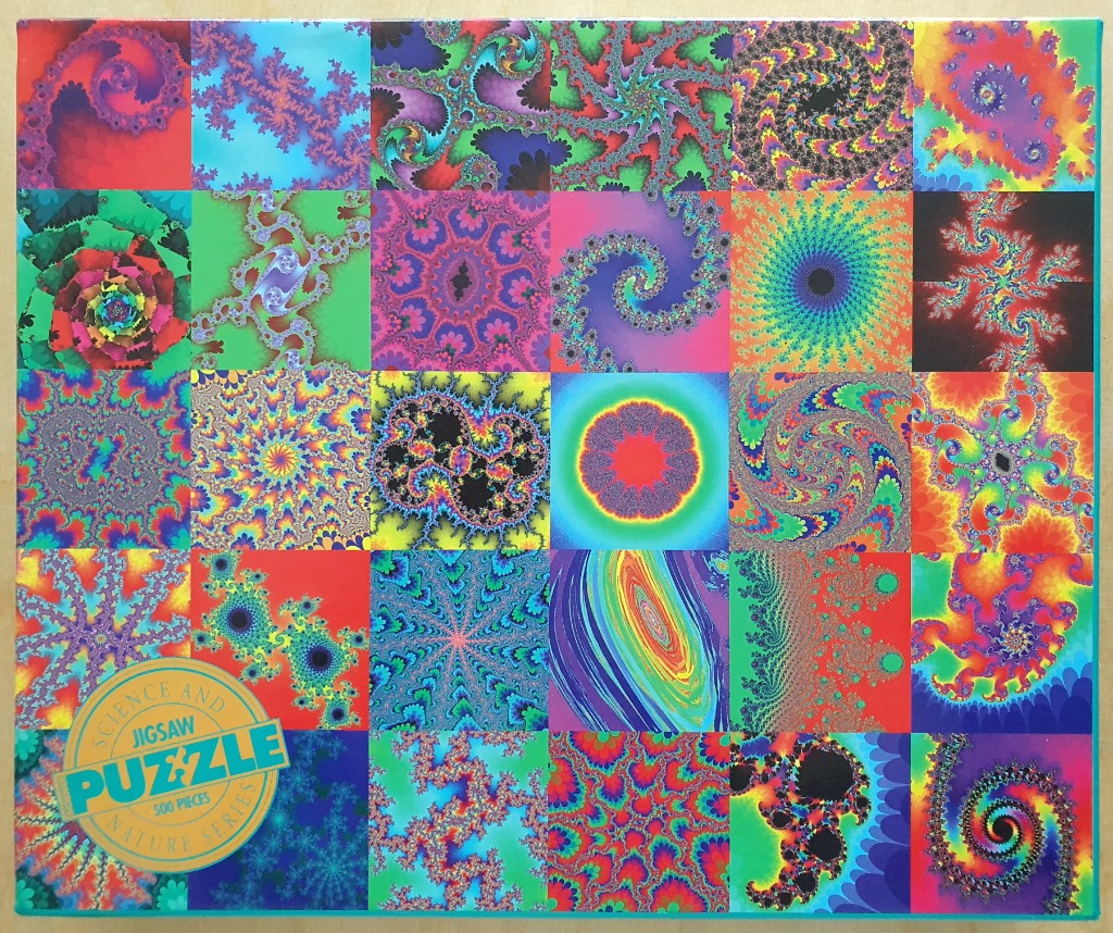 A grid of 30 distinct, vibrant, colorful fractal art patterns in a collage layout.