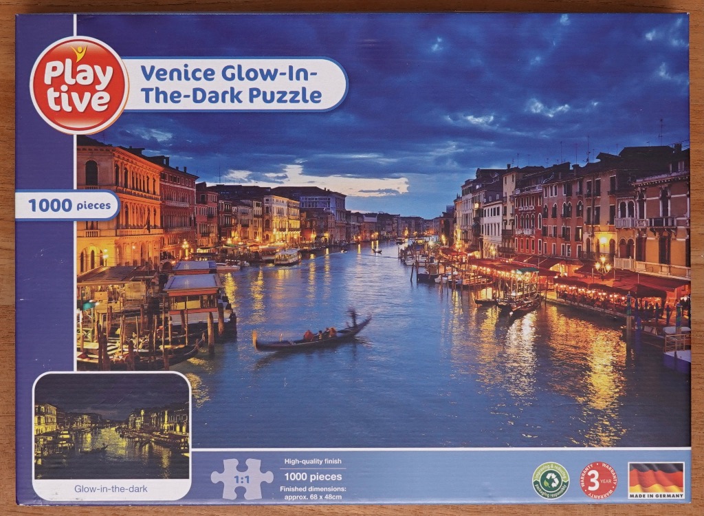 A twilight photograph of the Grand Canal in Venice with historic buildings illuminated along the water.