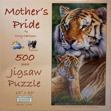 Portrait of an adult tiger and her cub in a realistic painterly style.