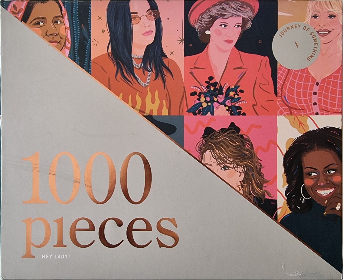 Digital illustration featuring portraits of several influential women in a grid-like composition.