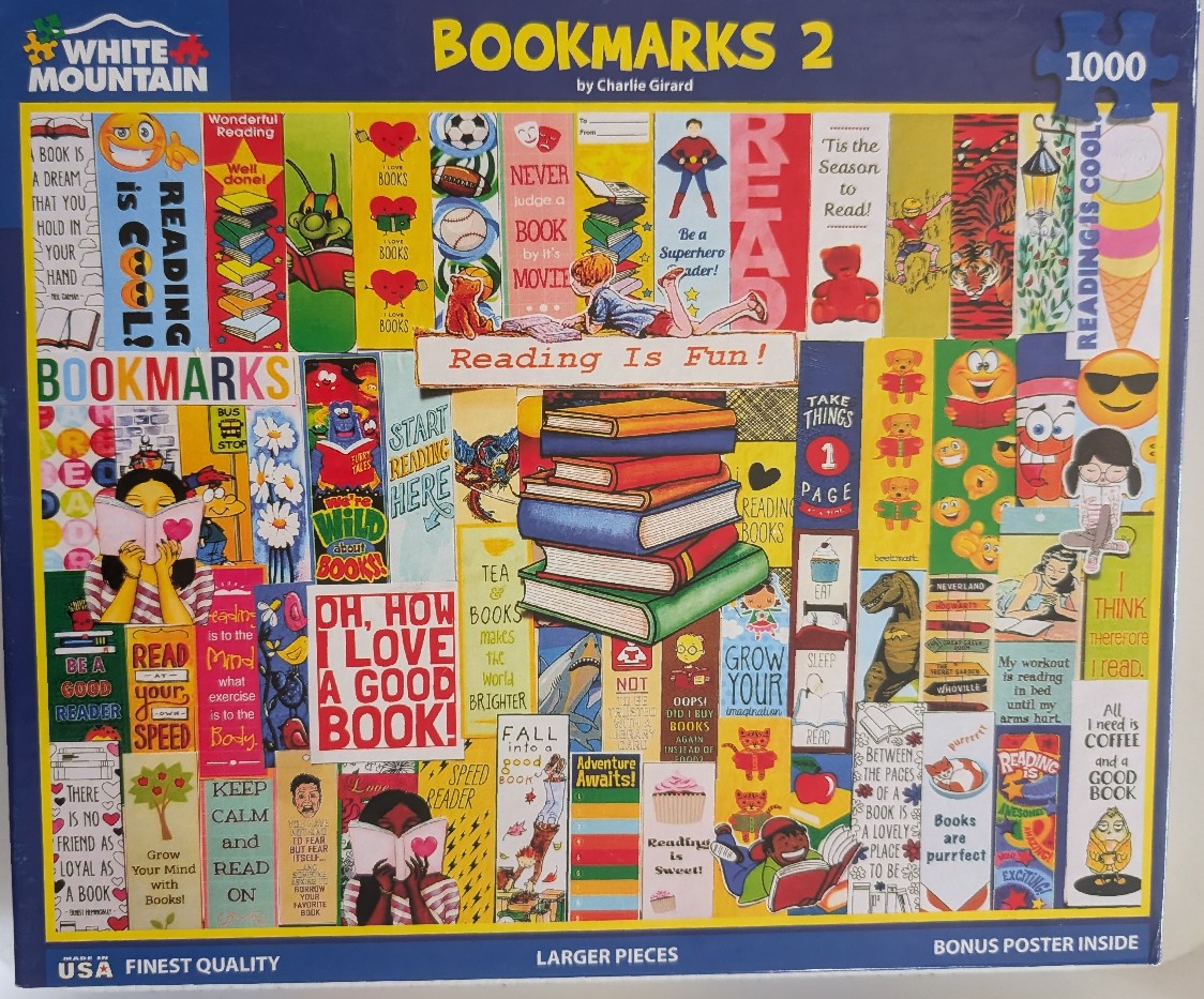 Collage of dozens of colorful, uniquely designed bookmarks featuring reading-themed imagery and motivational quotes.