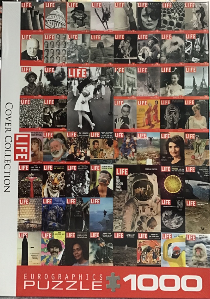 A collage of 55 iconic vintage magazine covers from the 20th century featuring historical photos and celebrities.