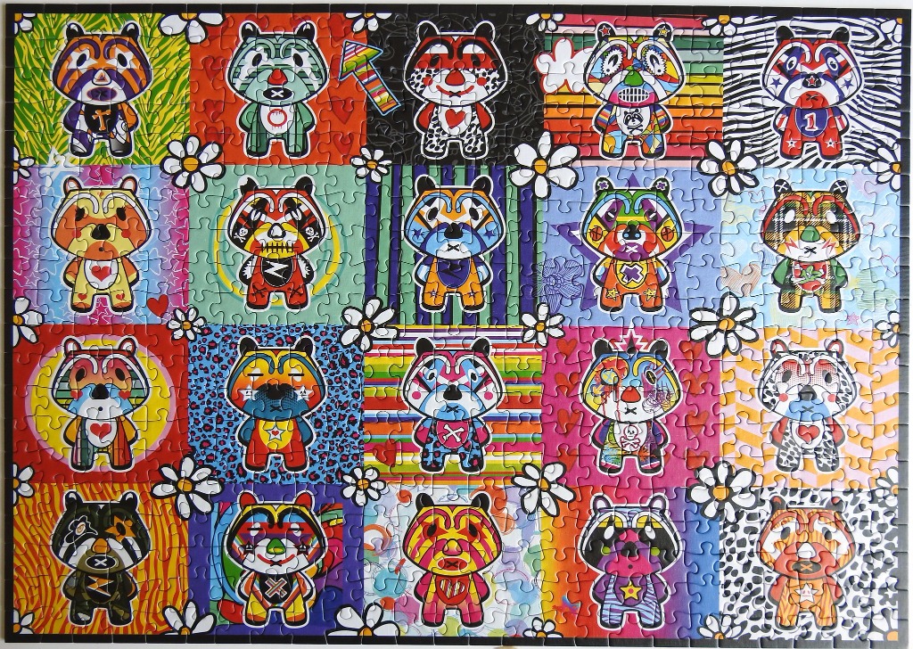 A grid of twenty colorful, stylized bear characters in a vibrant, pop-art style illustration.
