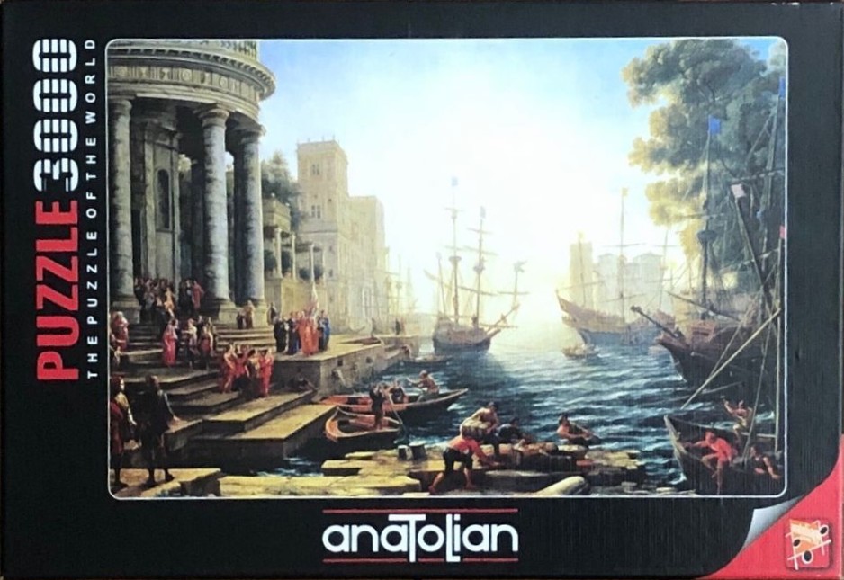 A classical oil painting of a busy Mediterranean seaport with stone architecture, sailing ships, and figures.