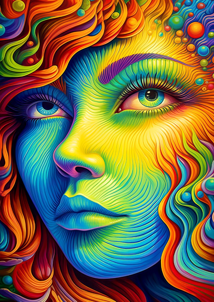 A close-up portrait of a woman