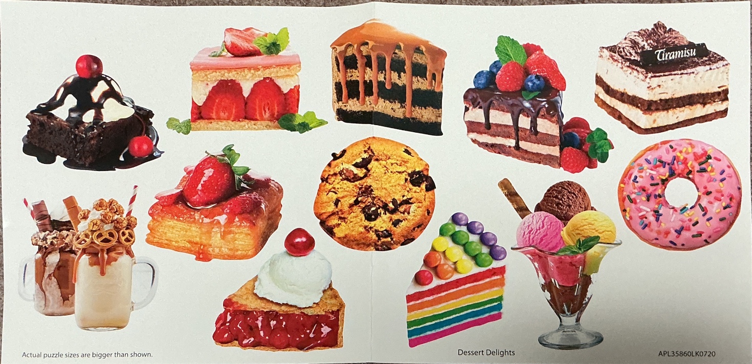 A collection of various desserts arranged on a white background.