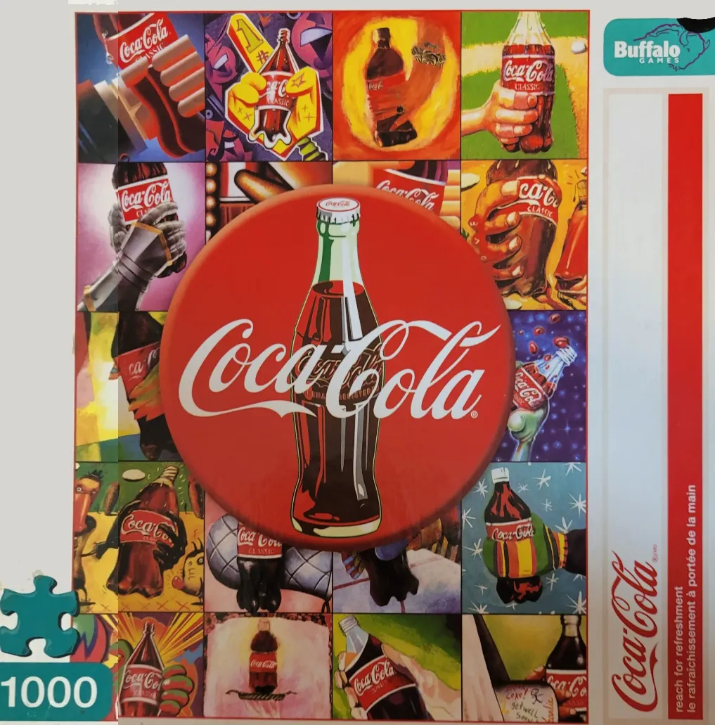 Collage of varied artistic illustrations featuring the Coca-Cola bottle and logo.