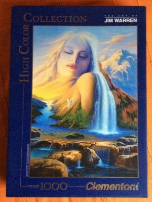 Surreal fantasy painting of a giant woman