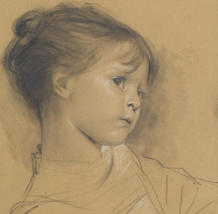 Charcoal sketch of a young girl