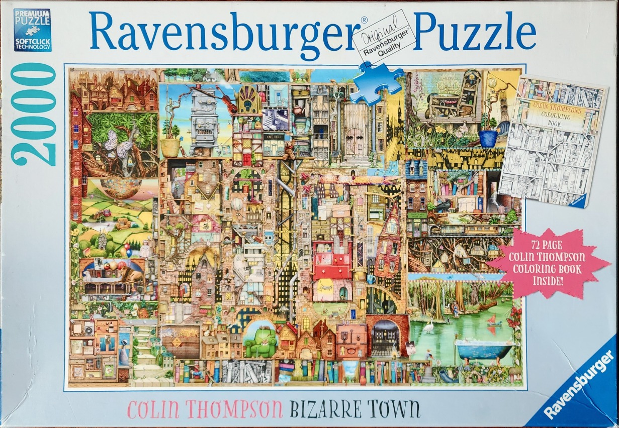 An intricate, whimsical illustration of a dense, multi-layered fantasy town filled with diverse rooms and scenes.