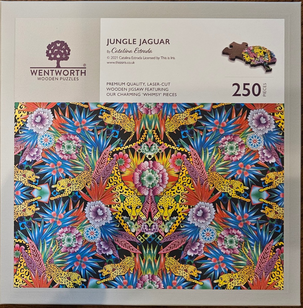A vibrant, symmetrical digital illustration of multiple jaguars surrounded by dense tropical flowers and foliage.