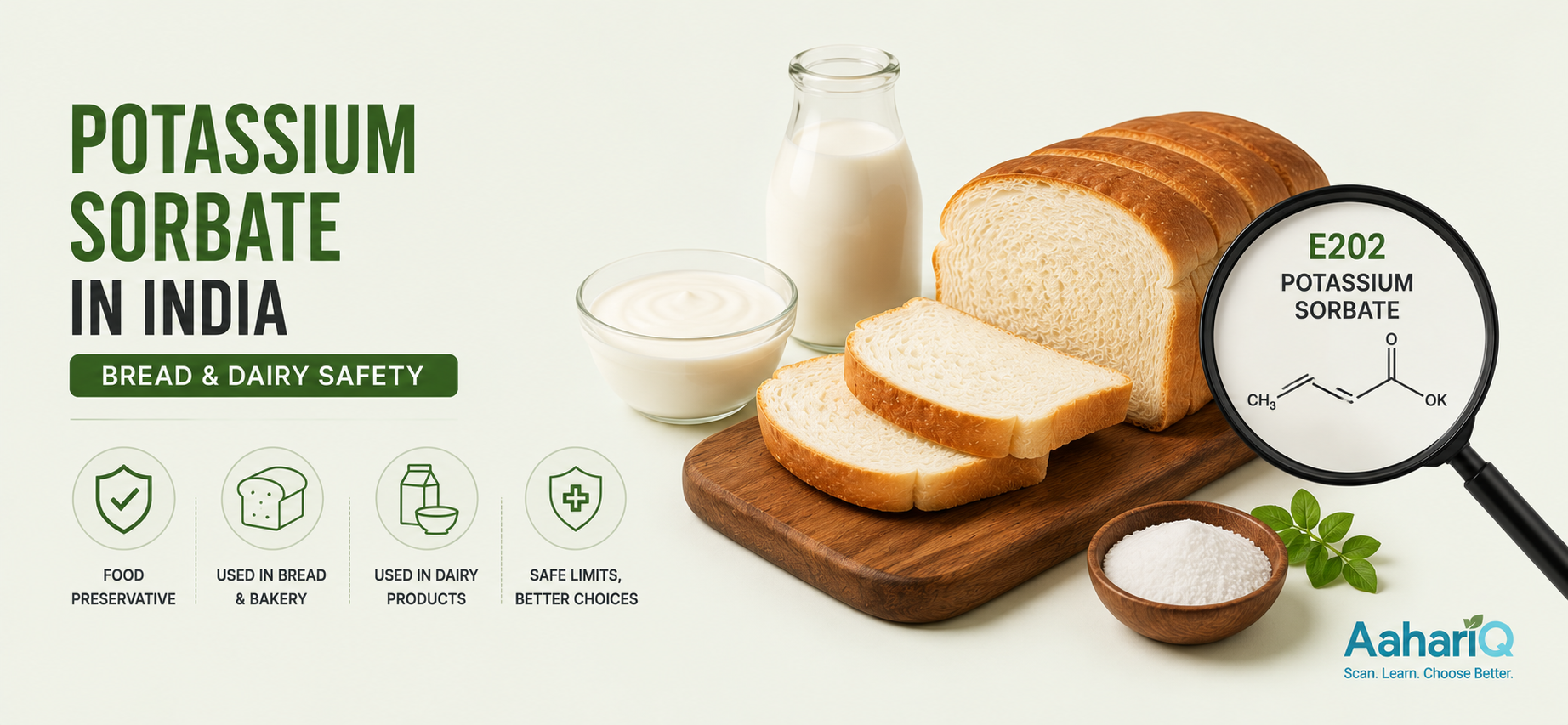 Potassium Sorbate (E202) in Indian Bread & Dairy: Safe? — AaharIQ Food Safety