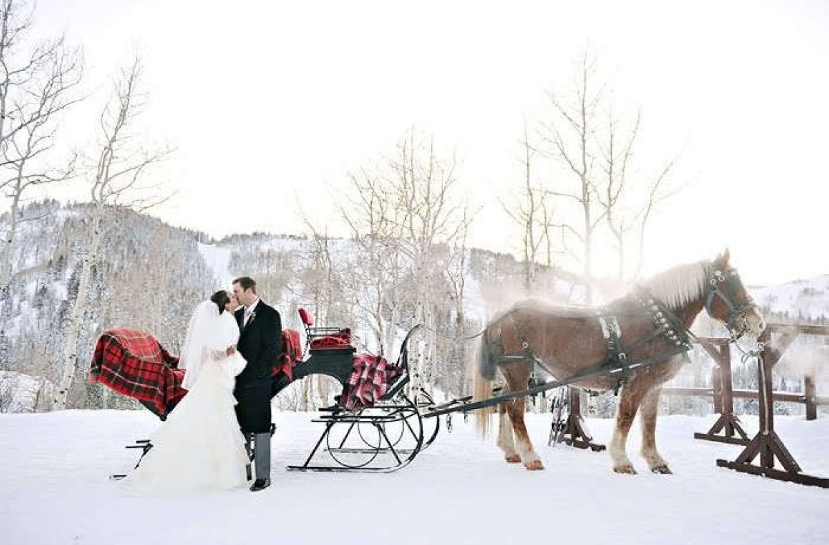 Свадьба на санях зимой
