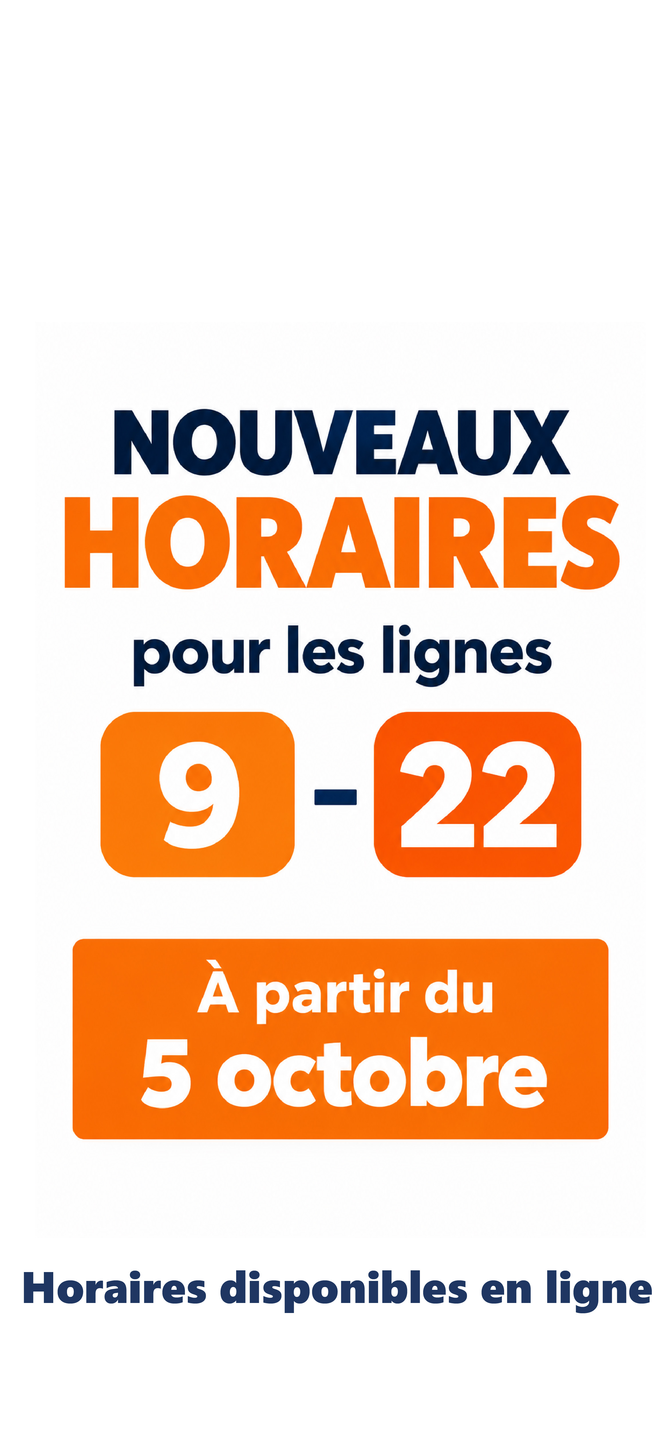 Nouveaux horaires 5 Octobre